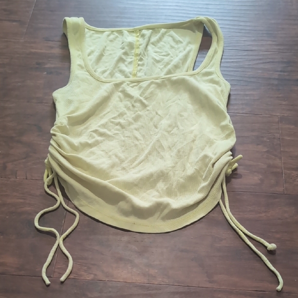 Pilcro by Anthropologie‎ Yellow Ruched Polo Tank Top - Picture 1 of 5